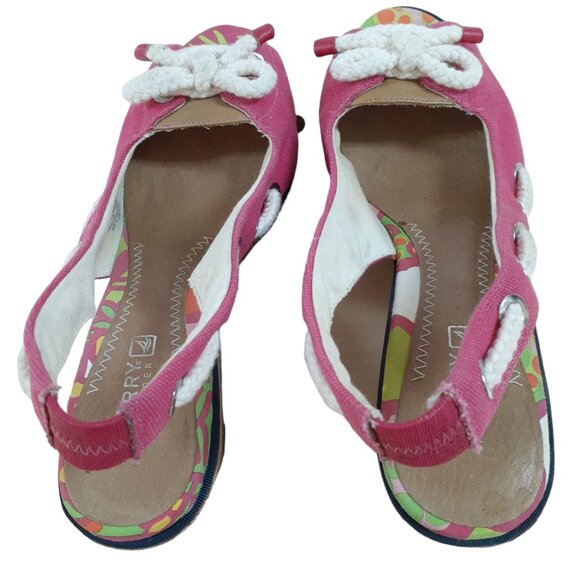 SPERRY TOP SIDER Womens Southport Wedges Peep Toe Slingback Sandals Pink Size 7M - Picture 4 of 7